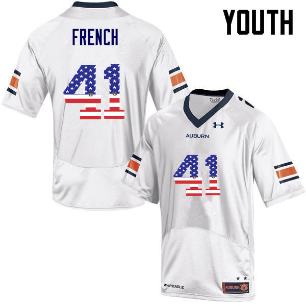 Auburn Tigers Youth Josh French #41 White Under Armour Stitched College USA Flag Fashion NCAA Authentic Football Jersey MUV4074UD